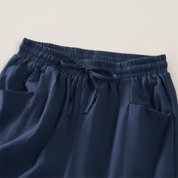Buddha Stones Summer Casual Minimalist Drawstring Solid Women's Shorts With Pocket - image 2