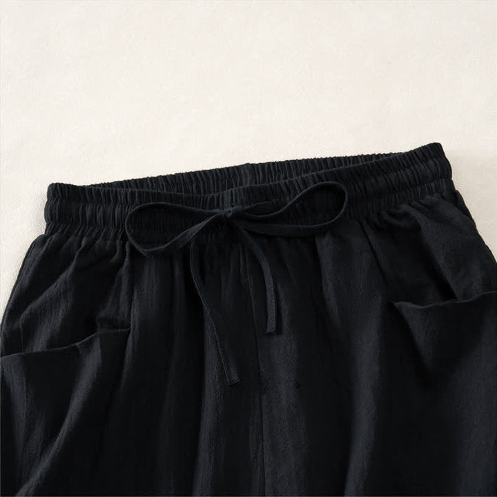 Buddha Stones Summer Casual Minimalist Drawstring Solid Women's Shorts With Pocket - image 9