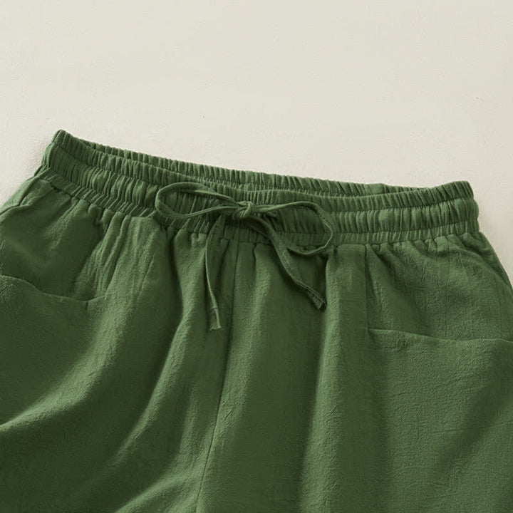 Buddha Stones Summer Casual Minimalist Drawstring Solid Women's Shorts With Pocket - image 15