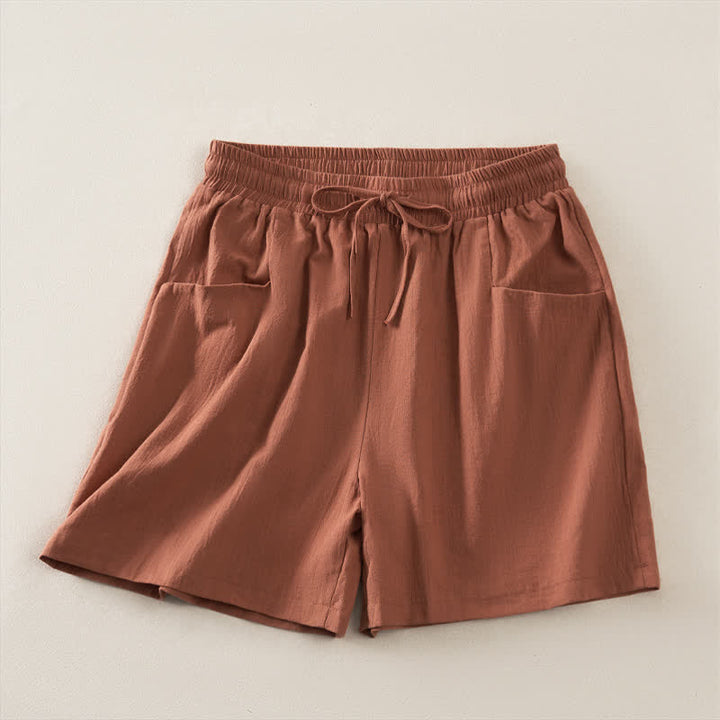 Buddha Stones Summer Casual Minimalist Drawstring Solid Women's Shorts With Pocket - Peru - US14, UK/AU18, EU46 (2XL) - image 20