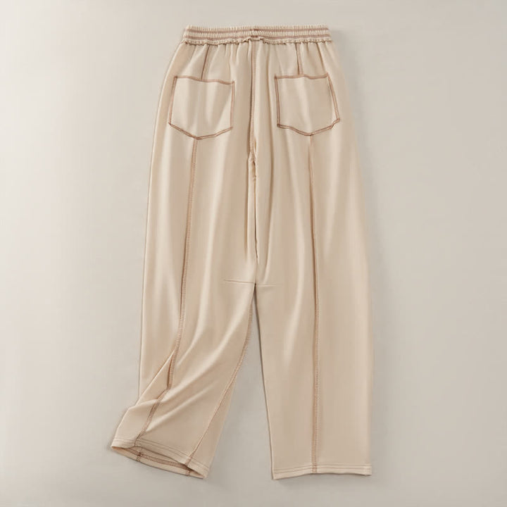 Buddha Stones Summer Casual Minimalist Drawstring Patch Pocket Solid Ankle Pants Women's Straight Leg Pants With Pocket - image 1
