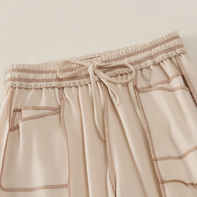 Buddha Stones Summer Casual Minimalist Drawstring Patch Pocket Solid Ankle Pants Women's Straight Leg Pants With Pocket - image 2