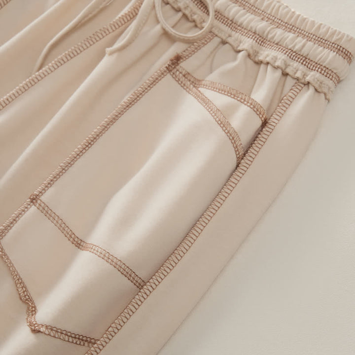Buddha Stones Summer Casual Minimalist Drawstring Patch Pocket Solid Ankle Pants Women's Straight Leg Pants With Pocket - image 4