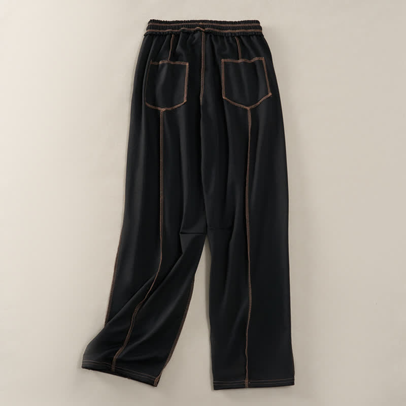 Buddha Stones Summer Casual Minimalist Drawstring Patch Pocket Solid Ankle Pants Women's Straight Leg Pants With Pocket - image 10