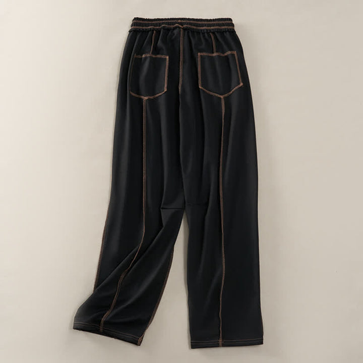 Buddha Stones Summer Casual Minimalist Drawstring Patch Pocket Solid Ankle Pants Women's Straight Leg Pants With Pocket - image 10