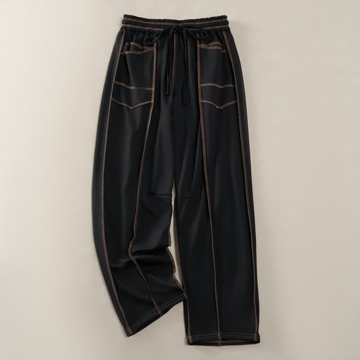 Buddha Stones Summer Casual Minimalist Drawstring Patch Pocket Solid Ankle Pants Women's Straight Leg Pants With Pocket - Black - US8-10, UK/AU12-14, EU40-42 (2XL) - image 9