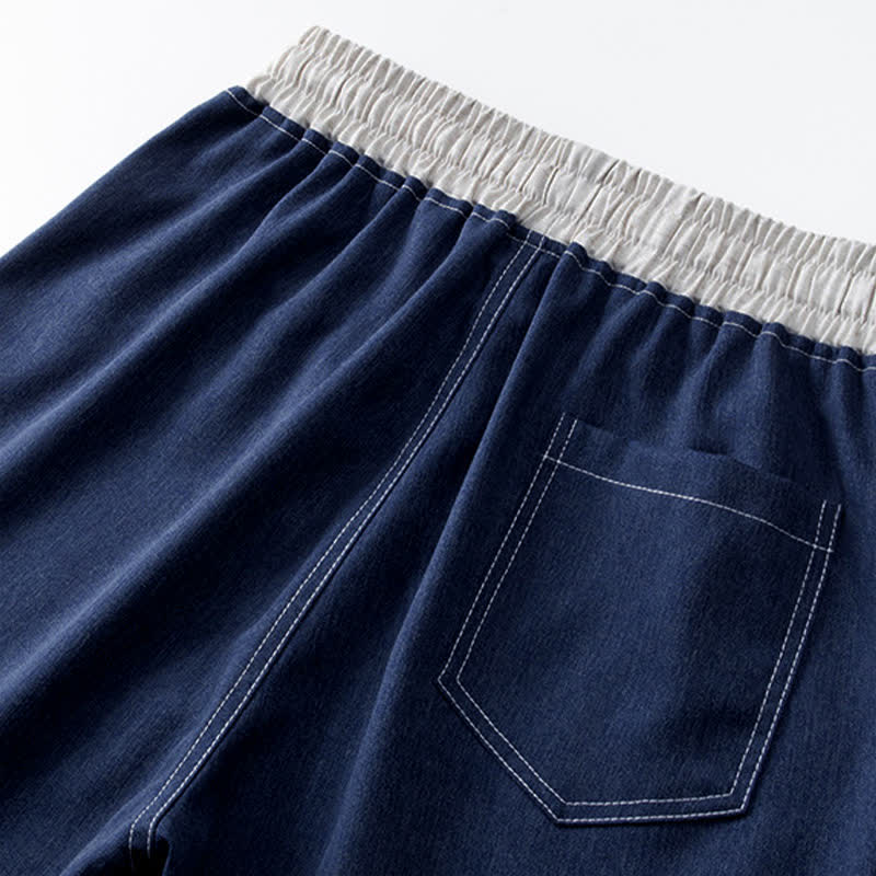 Buddha Stones Summer Casual Athletic Drawstring Solid Men's Cropped Pants With Pocket - image 6
