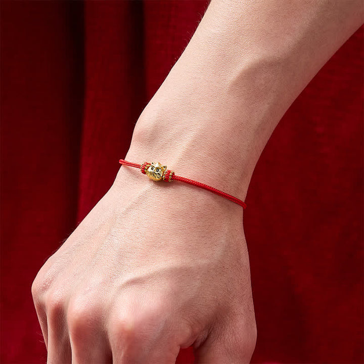 Buddha Stones Hand Woven Red String Cute Cat Luck Bracelet - image 4