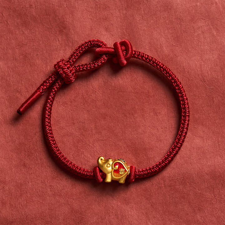 Buddha Stones Handmade Red String Elephant Love Heart Protection Braided Adjustable Bracelet - image 2