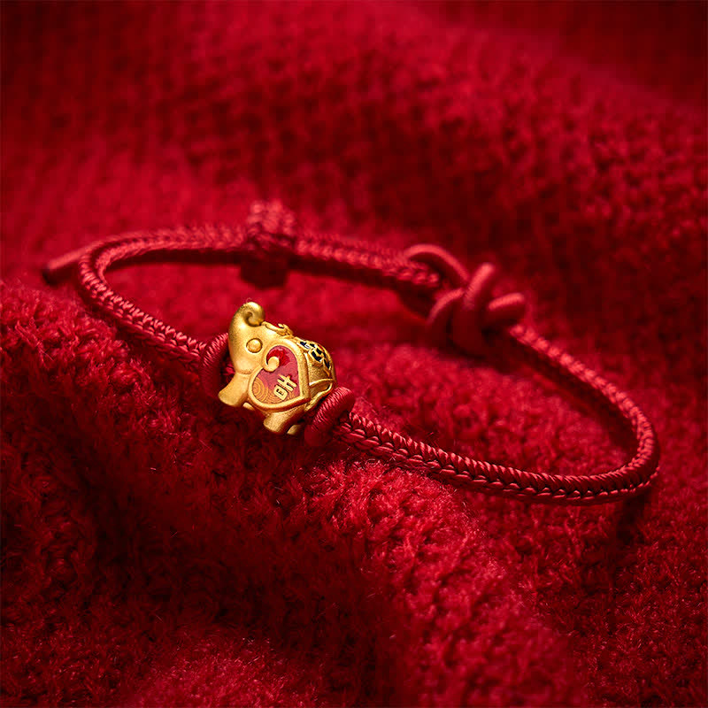 Buddha Stones Handmade Red String Elephant Love Heart Protection Braided Adjustable Bracelet - image 3