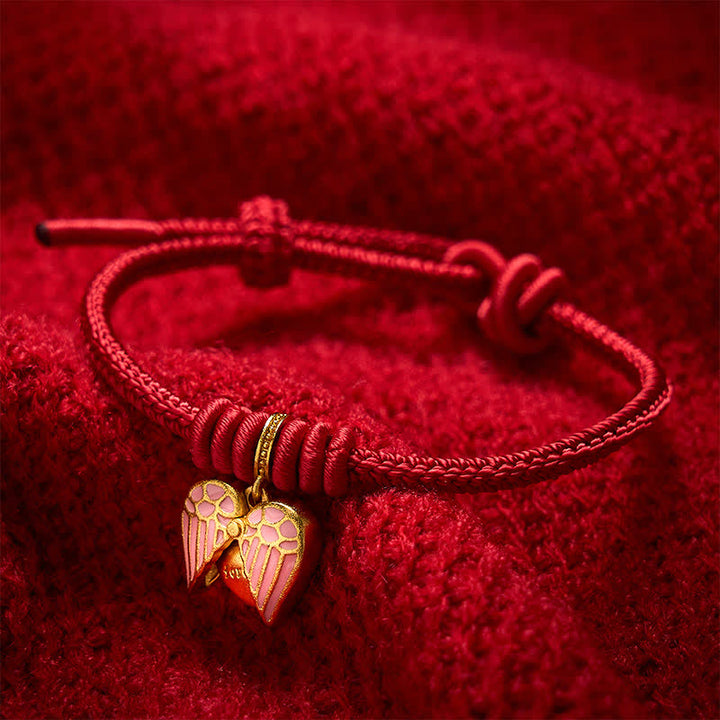 Buddha Stones Handmade Braided Red String Love Heart Charm Protection Luck Bracelet - image 4