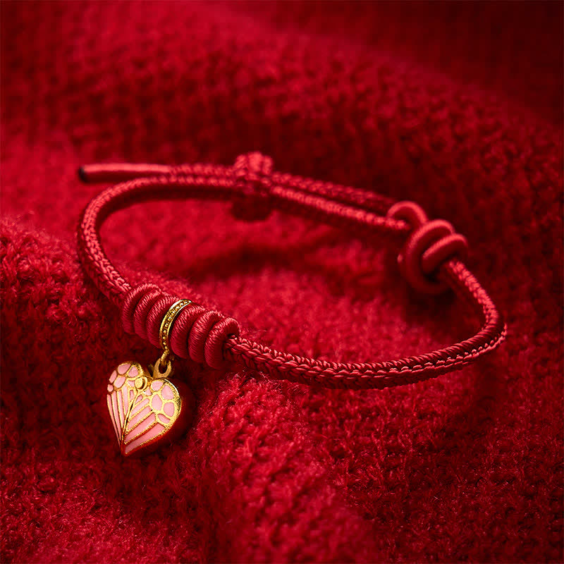 Buddha Stones Handmade Braided Red String Love Heart Charm Protection Luck Bracelet - image 2