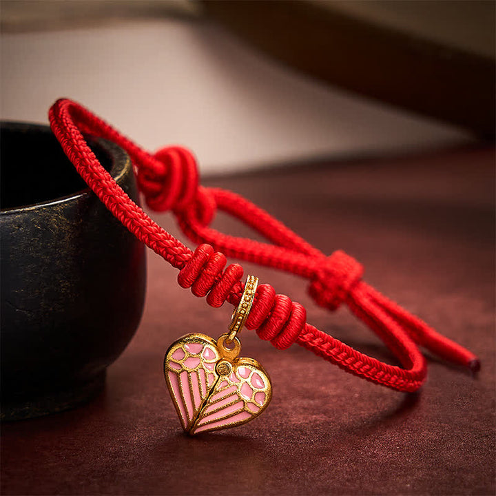 Buddha Stones Handmade Braided Red String Love Heart Charm Protection Luck Bracelet - image 12