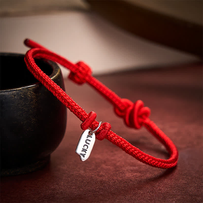 Buddha Stones Handmade Braided Red String LUCKY Charm Adjustable Bracelet - Dark Red - 5.91-7.48 in (15-19cm) - image 6