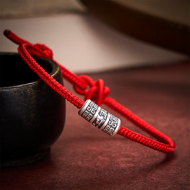 Buddha Stones Handmade Braided Red String Om Mani Padme Hum Protection Bracelet - image 1