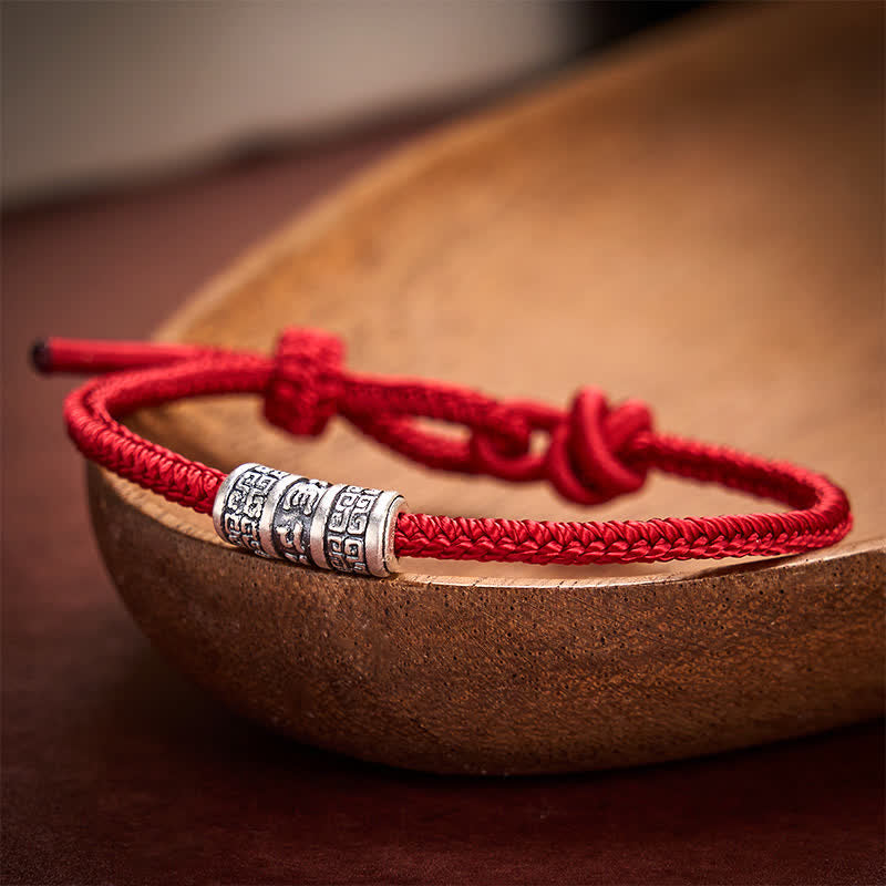 Buddha Stones Handmade Braided Red String Om Mani Padme Hum Protection Bracelet - Dark Red - 5.91-7.48 in (15-19cm) - image 7