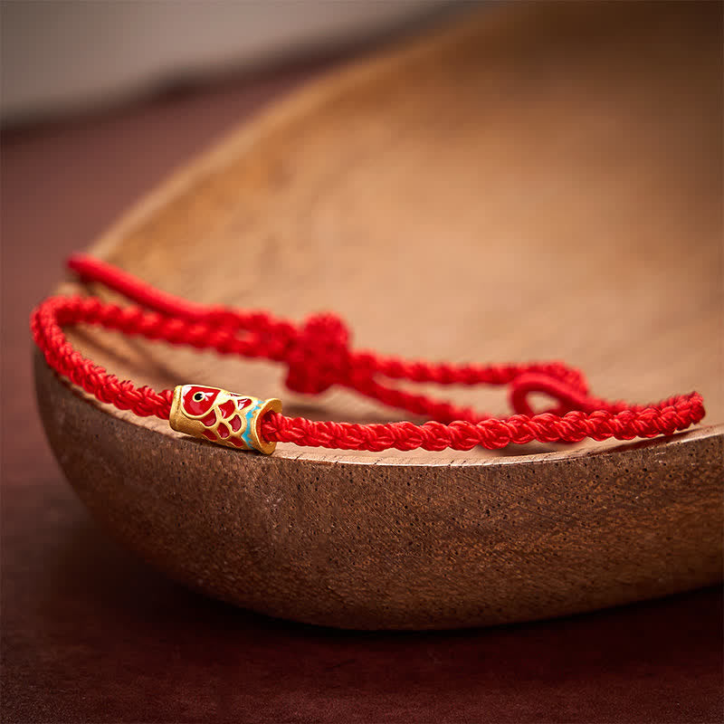 Buddha Stones Hand-Woven Red String Koi Fish Luck Braided Cord Bracelet - image 1