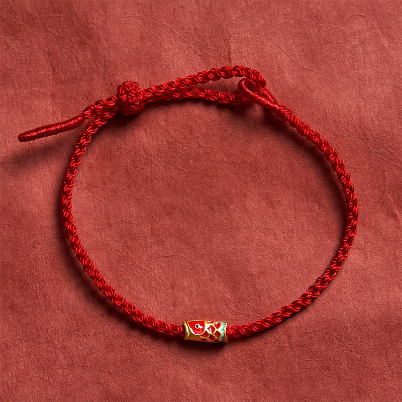 Buddha Stones Hand-Woven Red String Koi Fish Luck Braided Cord Bracelet - Red - 5.91-7.48 in (15-19cm) - image 0