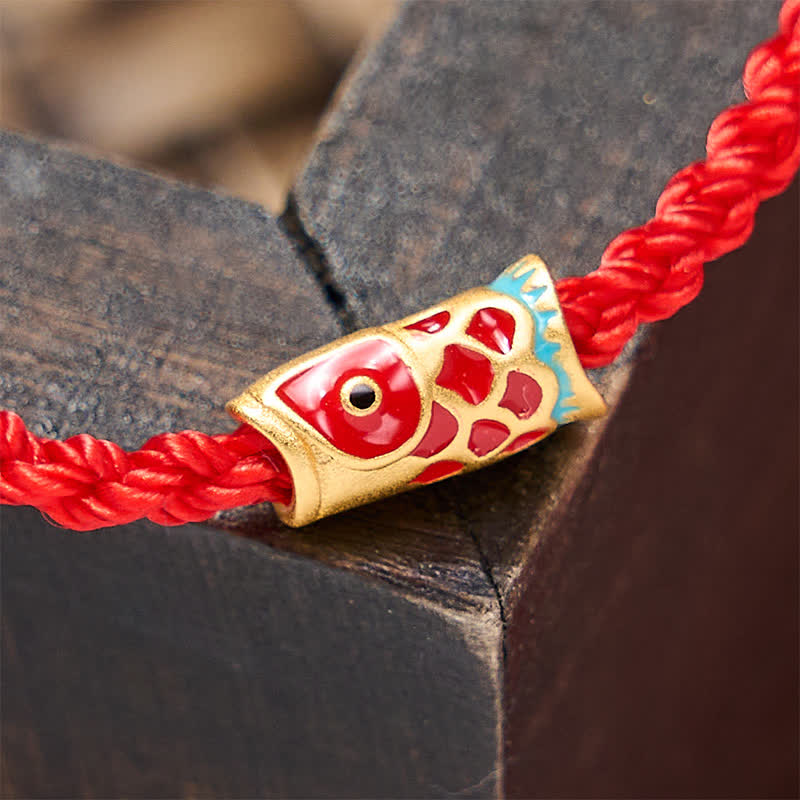 Buddha Stones Hand-Woven Red String Koi Fish Luck Braided Cord Bracelet - image 3