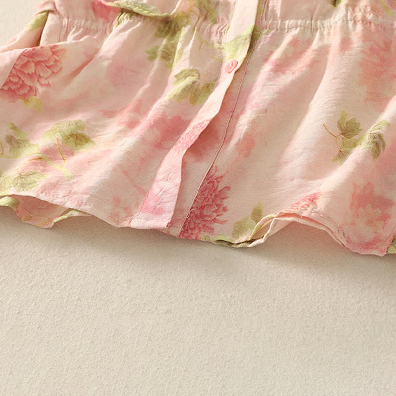 Buddha Stones Summer Boho Button-Up Floral Women's Short Sleeve Shirts - image 17