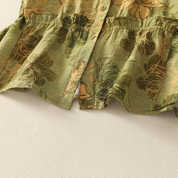 Buddha Stones Summer Boho Button-Up Floral Women's Short Sleeve Shirts - image 4