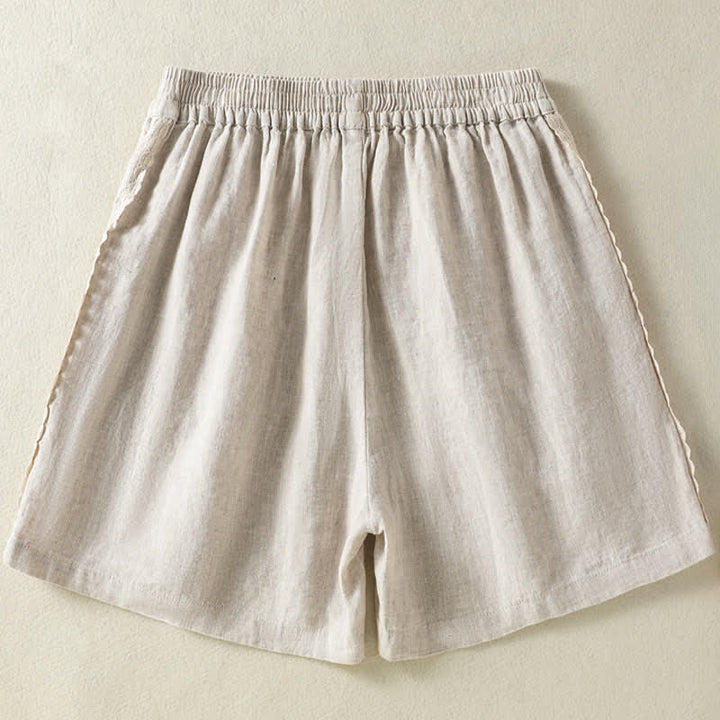 Buddha Stones Summer Casual Boho Solid Decorative Side Lace Women's Shorts With Pockets - image 21