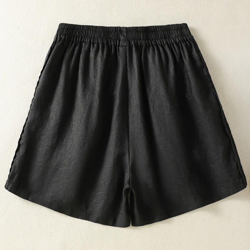 Buddha Stones Summer Casual Boho Solid Decorative Side Lace Women's Shorts With Pockets - image 6
