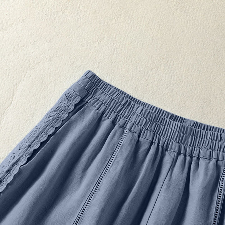 Buddha Stones Summer Casual Boho Solid Decorative Side Lace Women's Shorts With Pockets - image 2