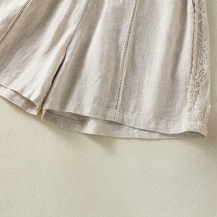Buddha Stones Summer Casual Boho Solid Decorative Side Lace Women's Shorts With Pockets - image 23