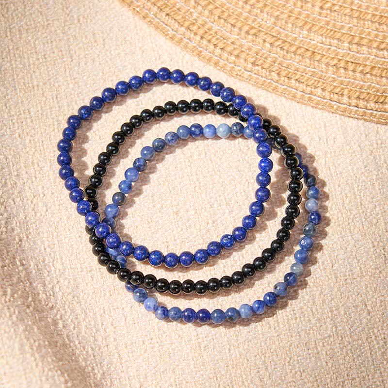 Buddha Stones 3pcs "Put Your Mind to Rest" Lapis Lazuli Balance Bracelet Includes Gift Message Card - image 1