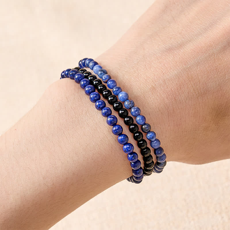 Buddha Stones 3pcs "Put Your Mind to Rest" Lapis Lazuli Balance Bracelet Includes Gift Message Card - image 3
