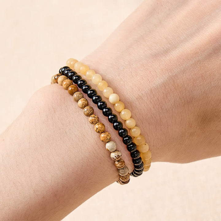 Buddha Stones 3pcs "Clear the Mental Path" Picture Jasper Wisdom Bracelet Includes Gift Message Card - image 3