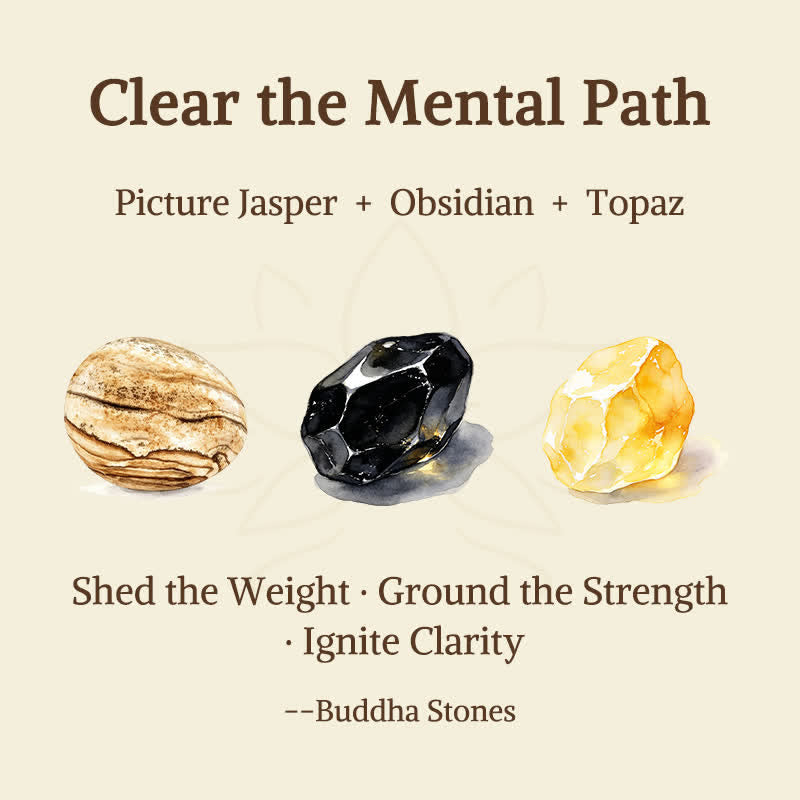 Buddha Stones 3pcs "Clear the Mental Path" Picture Jasper Wisdom Bracelet Includes Gift Message Card - image 5
