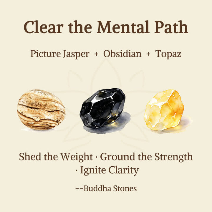 Buddha Stones 3pcs "Clear the Mental Path" Picture Jasper Wisdom Bracelet Includes Gift Message Card - image 5