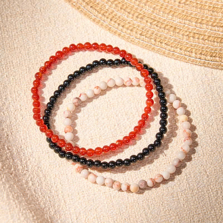 Buddha Stones 3pcs "Awaken Your Courage" Red Agate Calm Bracelet Includes Gift Message Card - image 2