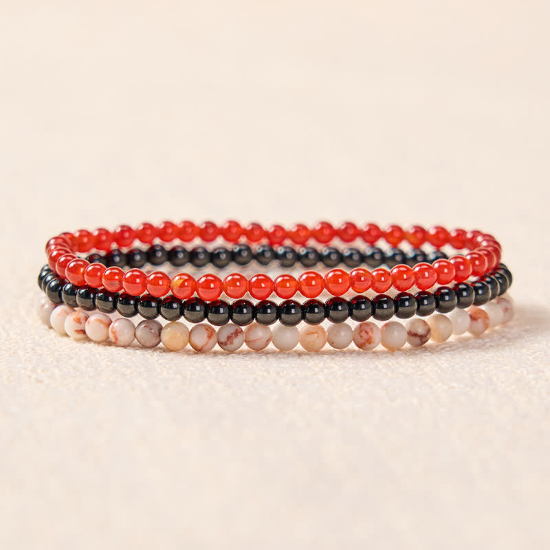 Buddha Stones 3pcs "Awaken Your Courage" Red Agate Calm Bracelet Includes Gift Message Card - image 1