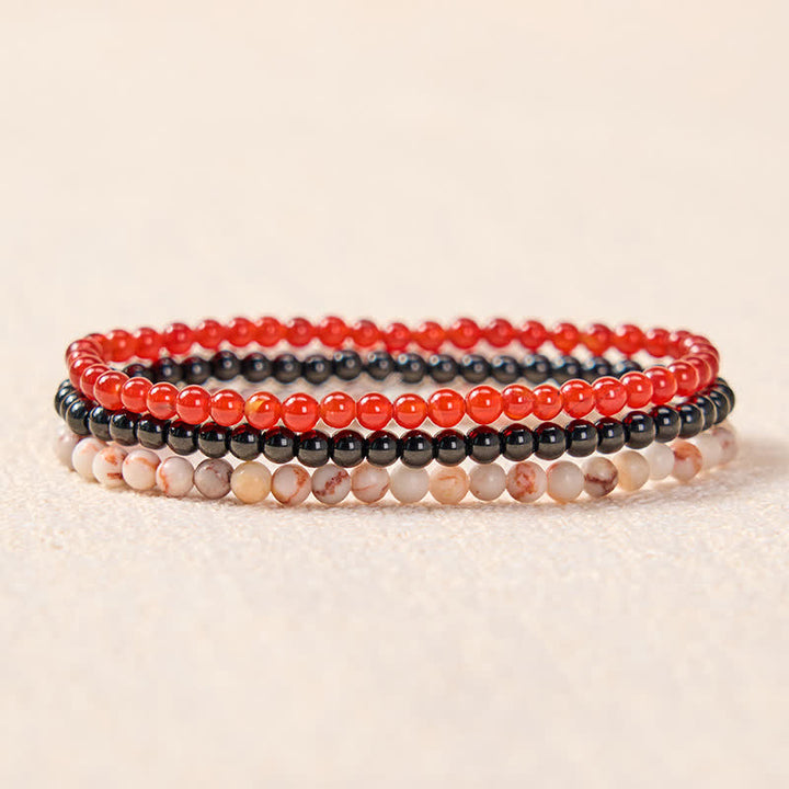 Buddha Stones 3pcs "Awaken Your Courage" Red Agate Calm Bracelet Includes Gift Message Card - image 1