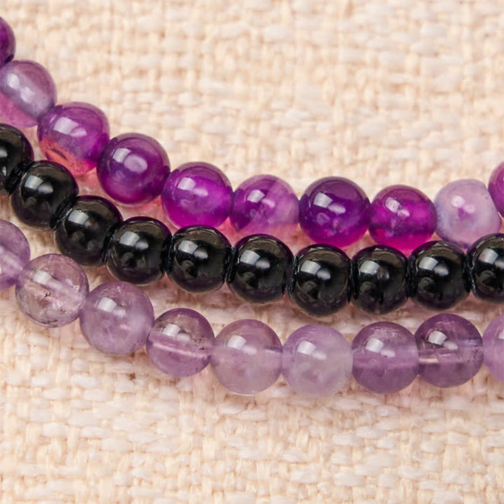 Buddha Stones 3pcs "Protect Your Inner Calm" Purple Striped Agate Bracelet Includes Gift Message Card - image 4