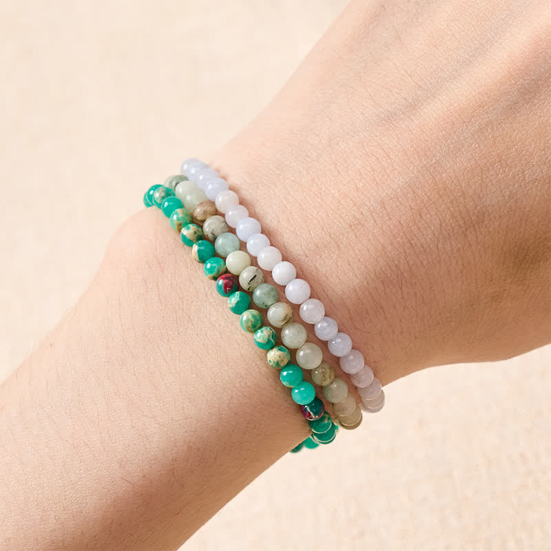 Buddha Stones 3pcs "Ease Emotional Waves" Amazonite Relax Bracelet Includes Gift Message Card - image 3