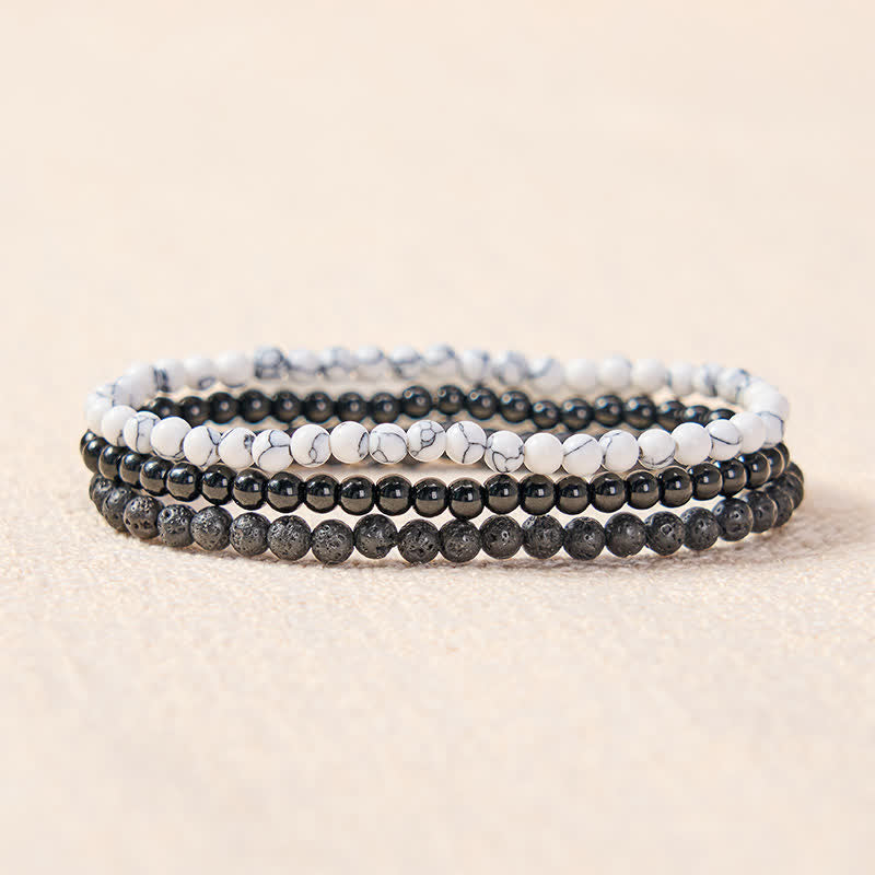 Buddha Stones 3pcs "Clear the Negative Energy" Lava Rock Support Bracelet Includes Gift Message Card - image 1