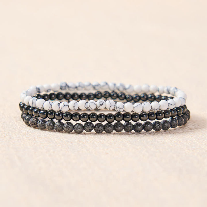 Buddha Stones 3pcs "Clear the Negative Energy" Lava Rock Support Bracelet Includes Gift Message Card - image 1