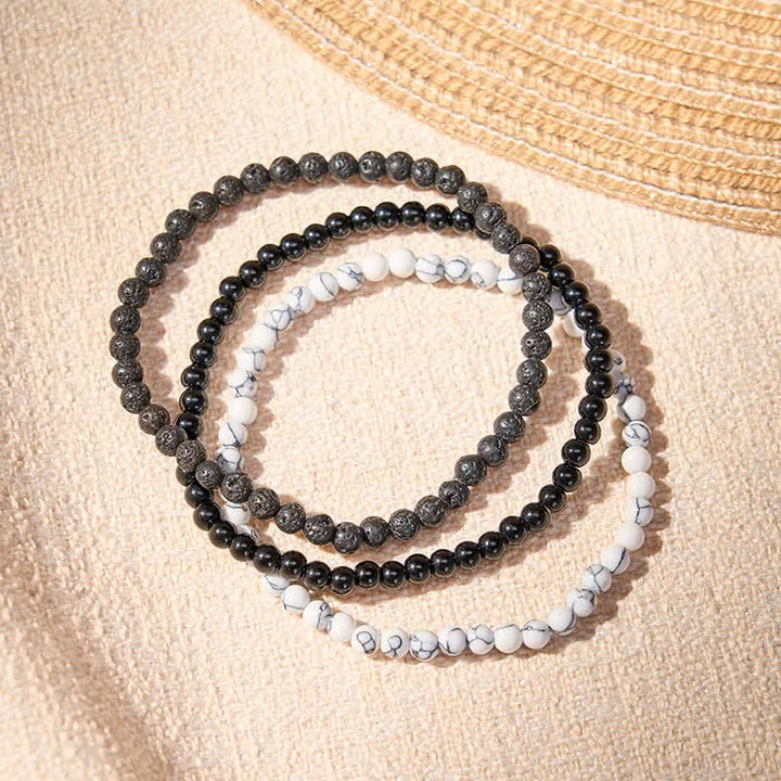 Buddha Stones 3pcs "Clear the Negative Energy" Lava Rock Support Bracelet Includes Gift Message Card - image 2