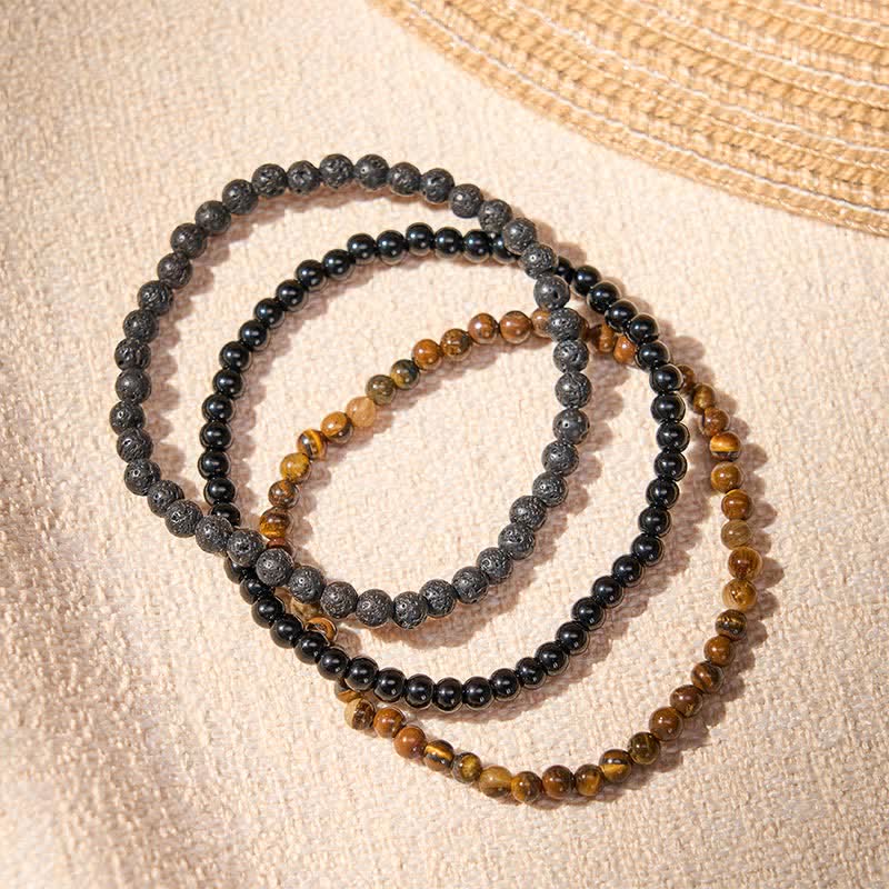 Buddha Stones 3pcs "Rebuild Your Inner Drive" Lava Rock Calm Bracelet Includes Gift Message Card - image 2