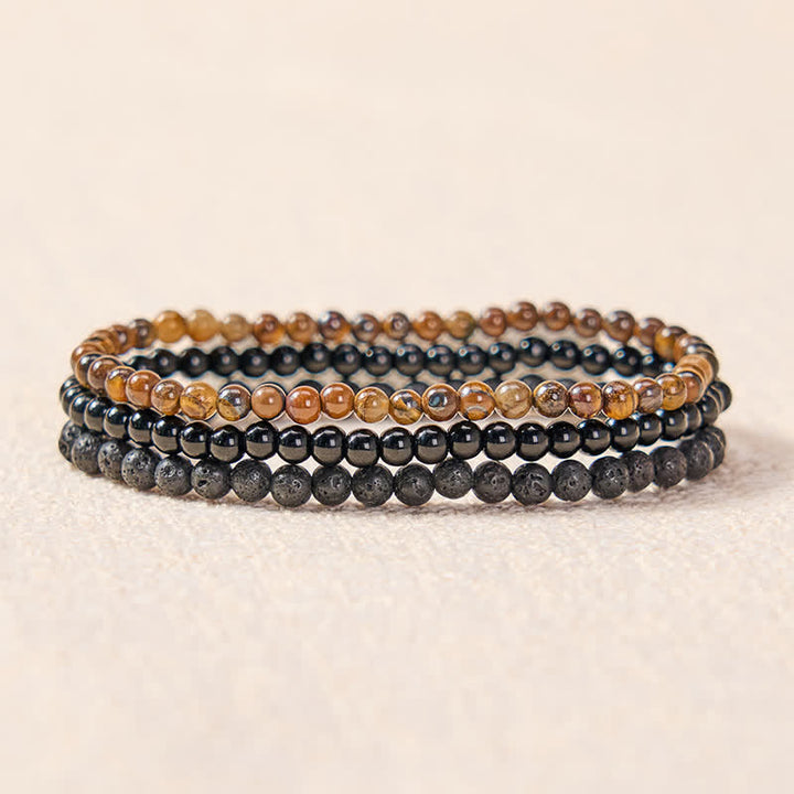 Buddha Stones 3pcs "Rebuild Your Inner Drive" Lava Rock Calm Bracelet Includes Gift Message Card - image 1