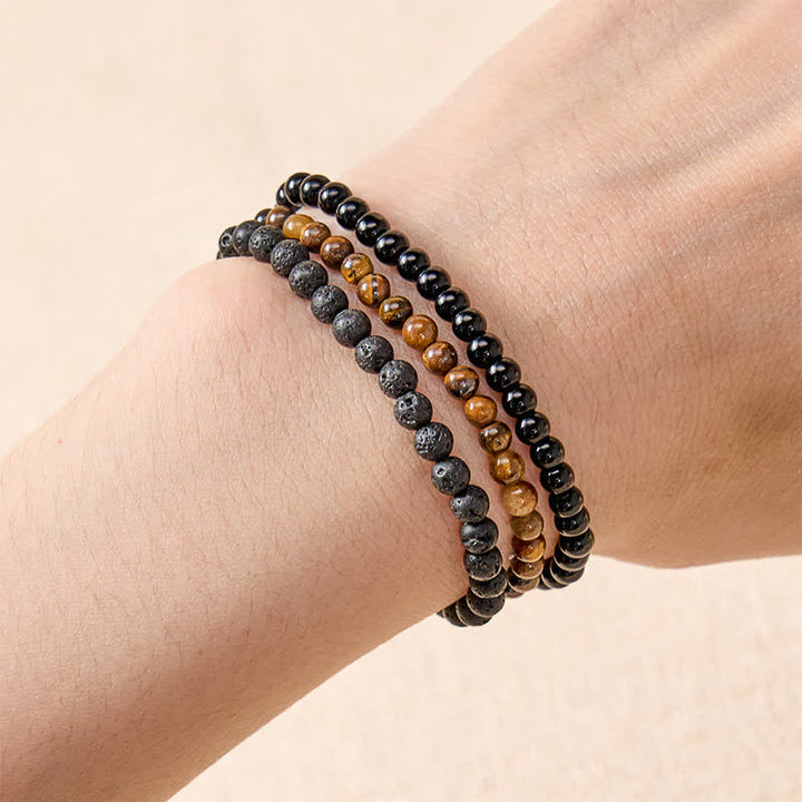 Buddha Stones 3pcs "Rebuild Your Inner Drive" Lava Rock Calm Bracelet Includes Gift Message Card - image 3
