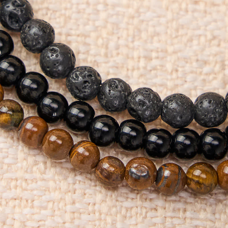 Buddha Stones 3pcs "Rebuild Your Inner Drive" Lava Rock Calm Bracelet Includes Gift Message Card - image 4