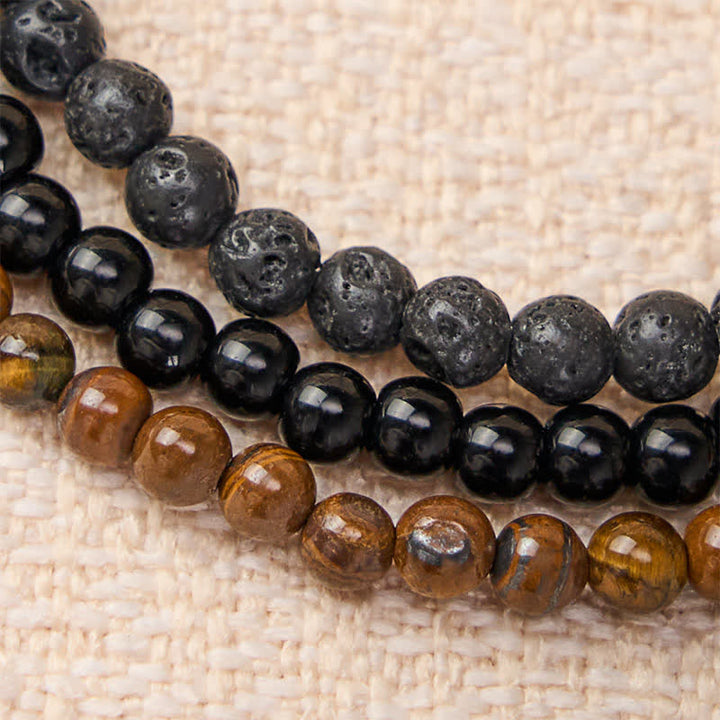 Buddha Stones 3pcs "Rebuild Your Inner Drive" Lava Rock Calm Bracelet Includes Gift Message Card - image 4