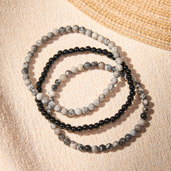 Buddha Stones 3pcs "Filter the Heavy" Black Veined Strength Bracelet Includes Gift Message Card - image 2