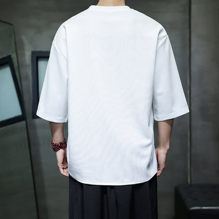 Buddha Stones Summer Casual Minimalist Embroidery Horse Cotton Men's Short Sleeve T-Shirts - image 3