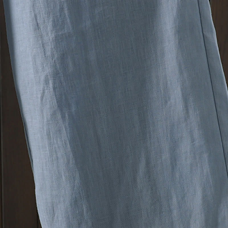 Buddha Stones Summer Casual Minimalist Drawstring Solid Cotton Linen Ankle Pants Women's Straight Leg Pants With Pocket - image 3